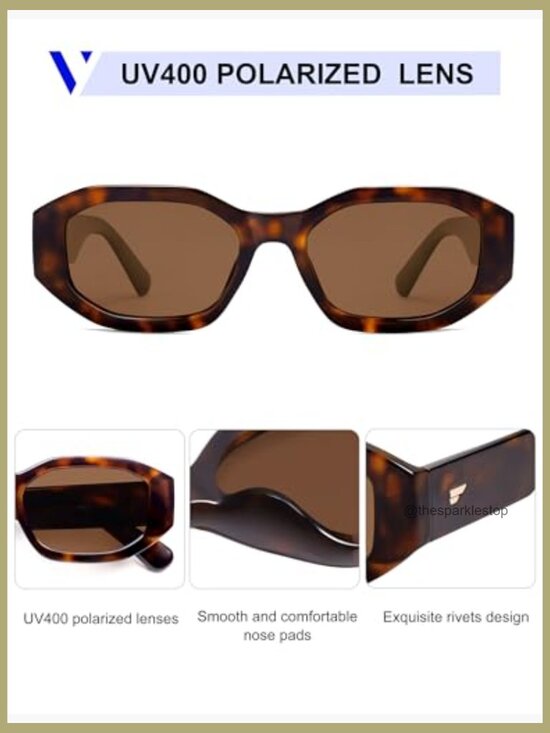 Trendy Polarized Hexagon Sunglasses for Women Men Retro 90s Rectangle Shades main image 4